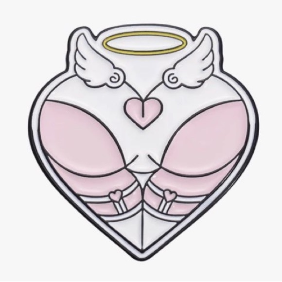 NWT Pink Heart Angel Booty with Wings Brooch Lapel Pin Super Cute - Great Gift! - Picture 3 of 3